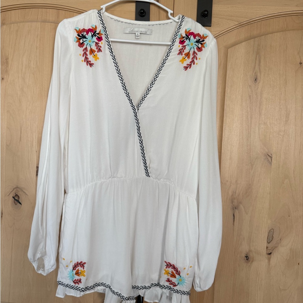 Cream Embroidered Romper